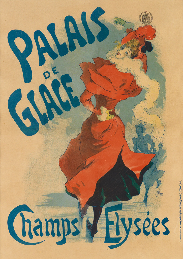 JULES CHÉRET (1836-1932). PALAIS DE GLACE / CHAMPS ELYSÉES. Courrier Français supplement, January 28, 1894. 22x15 inches, 53x39 cm. Cha